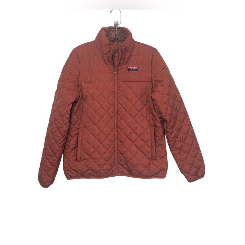 Simply Southern Quilted Full Zip Puffer Jacket Rust Brick Orange MEDIUM